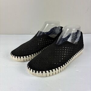Isle Jacobson Shoes Black Suede Perforated Tulip Loafers Womens Size  US 9 EU 39